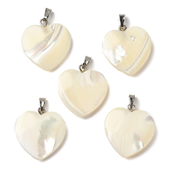 PandaHall Natural Trochus Shell Pendants, Heart Charms with Platinum Plated Iron Snap on Bails, 22~22.5x20~20.5x3~4mm, Hole: 5.5x1.5mm...
PandaHall Natural Trochus Shell Pendants, Heart Charms with Platinum Plated Iron Snap on Bails, 22~22.5x20~20.5x3~4mm, Hole: 5.5x1.5mm...