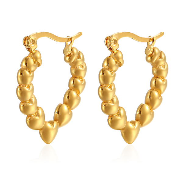 PandaHall 304 Stainless Steel Hoop Earrings, Teardrop with Heart, Golden, 26x23mm 304 Stainless Steel Teardrop
PandaHall 304 Stainless Steel Hoop Earrings, Teardrop with Heart, Golden, 26x23mm 304 Stainless Steel Teardrop
