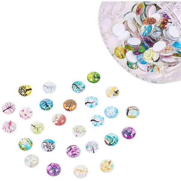 PandaHall 200 pcs Tree of Life Printed Half Round/Dome Glass Cabochons, Mixed Color, 12x4mm Glass Half Round Multicolor
PandaHall 200 pcs Tree of Life Printed Half Round/Dome Glass Cabochons, Mixed Color, 12x4mm Glass Half Round Multicolor