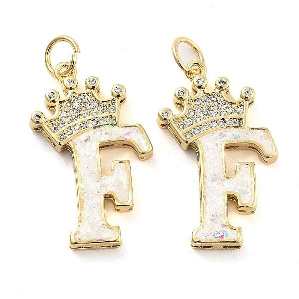 PandaHall Brass Micro Pave Clear Cubic Zirconia Pendants, with Synthetic Opal, Real 18K Gold Plated, with Jump Ring, Letter F...
PandaHall Brass Micro Pave Clear Cubic Zirconia Pendants, with Synthetic Opal, Real 18K Gold Plated, with Jump Ring, Letter F...