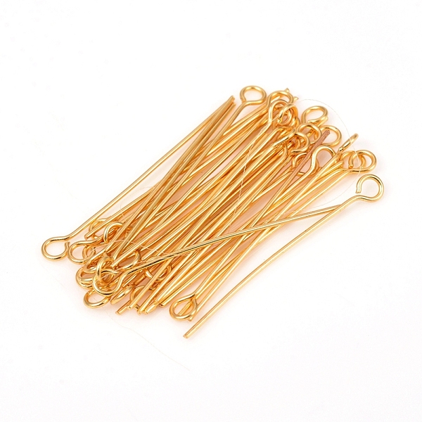 PandaHall 304 Stainless Steel Eye Pins, Golden, 30mm, Hole: 2mm, Pin: 0.6mm 304 Stainless Steel
PandaHall 304 Stainless Steel Eye Pins, Golden, 30mm, Hole: 2mm, Pin: 0.6mm 304 Stainless Steel