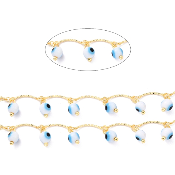 PandaHall Handmade Golden Brass Bar Link Chains, with Glass Charms and Spool, Soldered, Long-Lasting Plated, Round with Evil Eye, Deep Sky...
PandaHall Handmade Golden Brass Bar Link Chains, with Glass Charms and Spool, Soldered, Long-Lasting Plated, Round with Evil Eye, Deep Sky...