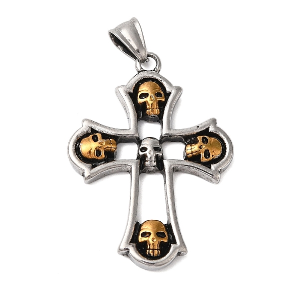 PandaHall 304 Stainless Steel Pendants, Cross with Skull, Real 18K Gold Plated & Stainless Steel Color, 48x34.5x5mm, Hole: 9x5mm Stainless...
PandaHall 304 Stainless Steel Pendants, Cross with Skull, Real 18K Gold Plated & Stainless Steel Color, 48x34.5x5mm, Hole: 9x5mm Stainless...