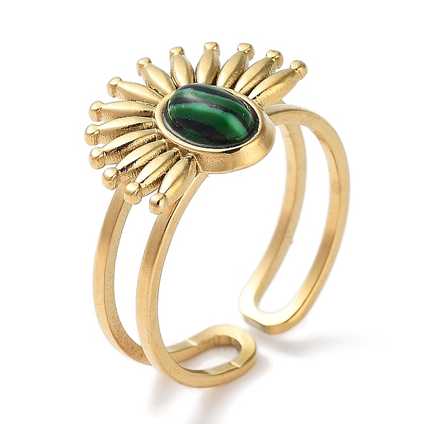 PandaHall Ion Plating(IP) 304 Stainless Steel Ring, Adjustable Synthetic Malachite Rings, Flower, 15.5x12.5mm, Inner Diameter: Adjustable...
PandaHall Ion Plating(IP) 304 Stainless Steel Ring, Adjustable Synthetic Malachite Rings, Flower, 15.5x12.5mm, Inner Diameter: Adjustable...