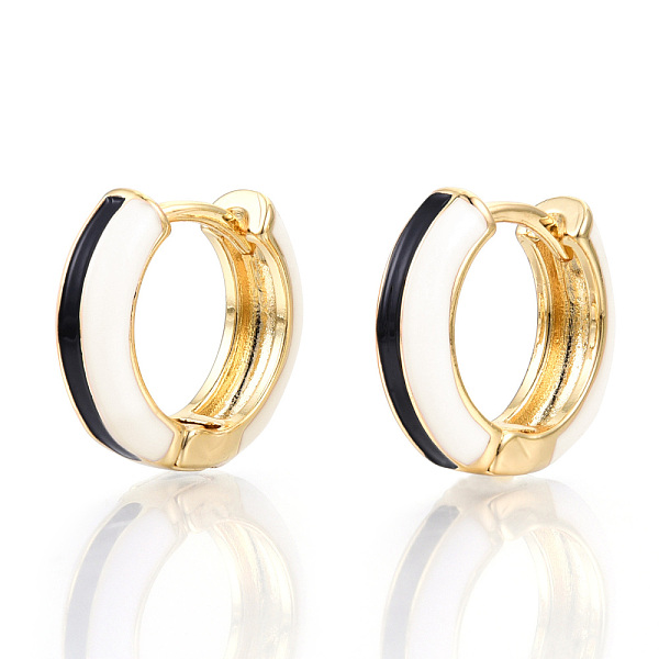 PandaHall Brass Huggie Hoop Earrings, with Two Tone Enamel, Real 18K Gold Plated, Black, 15x16.5x5mm, Pin: 1x1mm Brass Black
PandaHall Brass Huggie Hoop Earrings, with Two Tone Enamel, Real 18K Gold Plated, Black, 15x16.5x5mm, Pin: 1x1mm Brass Black