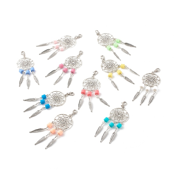 PandaHall Tibetan Style Alloy Big Pendants, Woven Net/Web with Feather & Handmade Polymer Clay Beads, with Lobster Claw Clasps, Mixed Color..., Multicolor
PandaHall Tibetan Style Alloy Big Pendants, Woven Net/Web with Feather & Handmade Polymer Clay Beads, with Lobster Claw Clasps, Mixed Color..., Multicolor