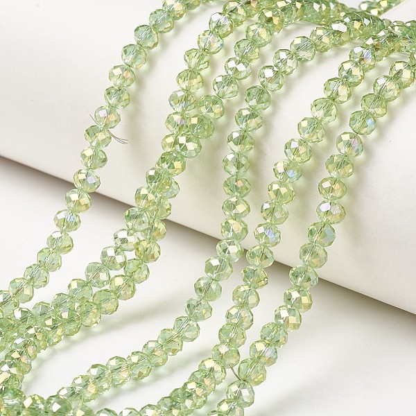 PandaHall Electroplate Transparent Glass Beads Strands, Full Rainbow Plated, Faceted, Rondelle, Pale Green, 4x3mm, Hole: 0.4mm, about...
PandaHall Electroplate Transparent Glass Beads Strands, Full Rainbow Plated, Faceted, Rondelle, Pale Green, 4x3mm, Hole: 0.4mm, about...