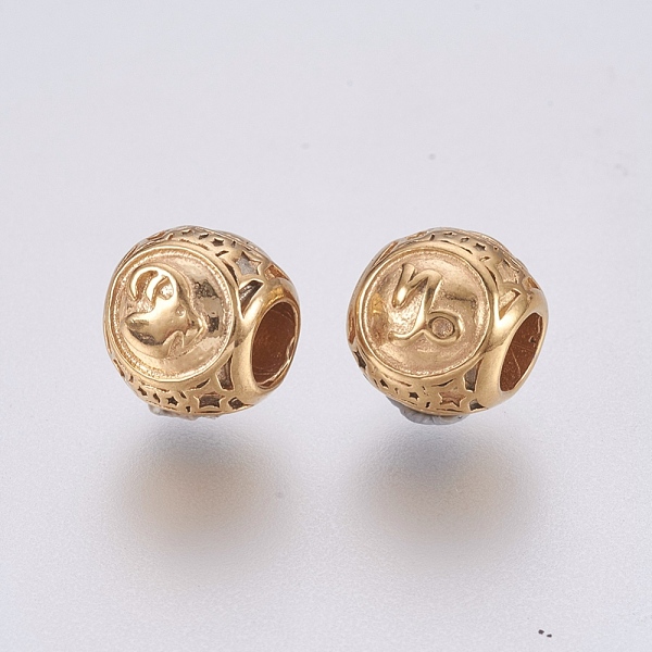 PandaHall 316 Surgical Stainless Steel European Beads, Large Hole Beads, Rondelle with Constellations Capricorn, Golden, 10x9mm, Hole: 4mm...
PandaHall 316 Surgical Stainless Steel European Beads, Large Hole Beads, Rondelle with Constellations Capricorn, Golden, 10x9mm, Hole: 4mm...