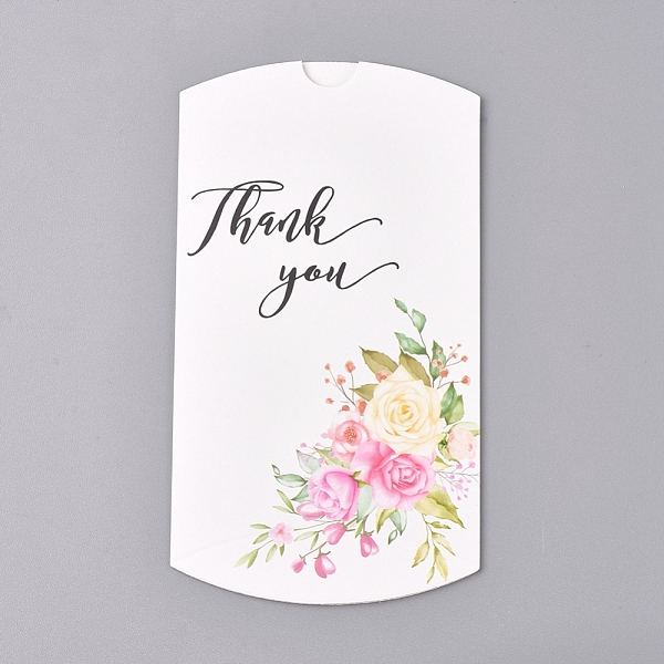 PandaHall Paper Pillow Boxes, Gift Candy Packing Box, Flower Pattern & Word Thank You, White, Box: 12.5x7.6x1.9cm, Unfold: 14.5x7.9x0.1cm...
PandaHall Paper Pillow Boxes, Gift Candy Packing Box, Flower Pattern & Word Thank You, White, Box: 12.5x7.6x1.9cm, Unfold: 14.5x7.9x0.1cm...