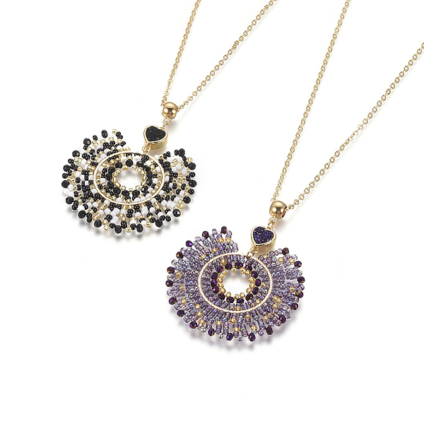 PandaHall European Bohemian Style Pop Pendant Necklaces, with Brass Cable Chains & Lobster Clasps, Glass Beads and Synthetic Druzy Agate..., Multicolor
PandaHall European Bohemian Style Pop Pendant Necklaces, with Brass Cable Chains & Lobster Clasps, Glass Beads and Synthetic Druzy Agate..., Multicolor