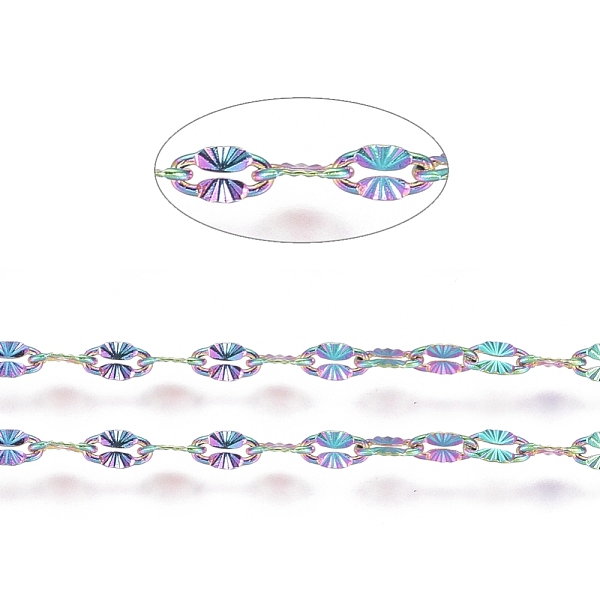 PandaHall Ion Plating(IP) 304 Stainless Steel Textured Dapped Chains, Cable Chains, Soldered, with Spool, Flat Oval, Rainbow Color...
PandaHall Ion Plating(IP) 304 Stainless Steel Textured Dapped Chains, Cable Chains, Soldered, with Spool, Flat Oval, Rainbow Color...