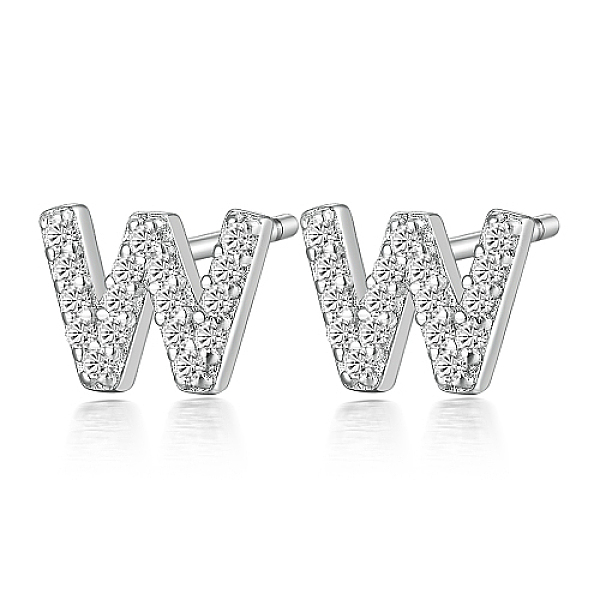 PandaHall Rhodium Plated 925 Sterling Silver Initial Letter Stud Earrings, with Cubic Zirconia, Platinum, Letter W, 5x5mm Sterling Silver..., Clear
PandaHall Rhodium Plated 925 Sterling Silver Initial Letter Stud Earrings, with Cubic Zirconia, Platinum, Letter W, 5x5mm Sterling Silver..., Clear