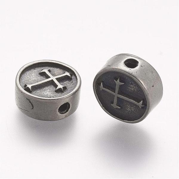 PandaHall 304 Stainless Steel Beads, Flat Round with Cross, Antique Silver, 11x4.5mm, Hole: 2mm 304 Stainless Steel Flat Round
PandaHall 304 Stainless Steel Beads, Flat Round with Cross, Antique Silver, 11x4.5mm, Hole: 2mm 304 Stainless Steel Flat Round