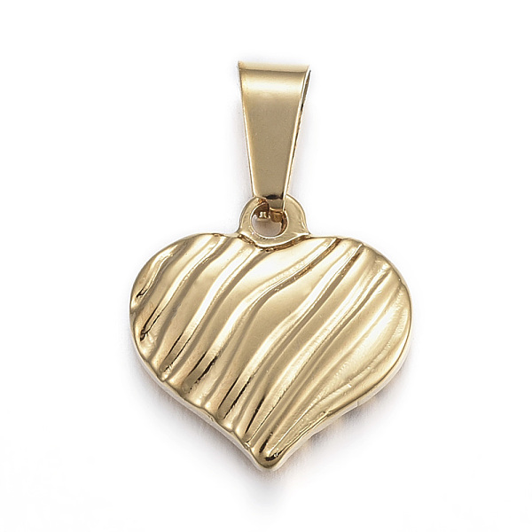 PandaHall 304 Stainless Steel Textured Pendants, Heart with Wavy Pattern, Golden, 15x15x3.5mm, Hole: 3x6mm 304 Stainless Steel Heart
PandaHall 304 Stainless Steel Textured Pendants, Heart with Wavy Pattern, Golden, 15x15x3.5mm, Hole: 3x6mm 304 Stainless Steel Heart
