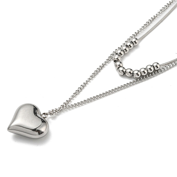 PandaHall 304 Stainless Steel Round Snake & Curb Chains Double Layer Necklaces, with Heart Pendant, Stainless Steel Color, 15.94 inch...
PandaHall 304 Stainless Steel Round Snake & Curb Chains Double Layer Necklaces, with Heart Pendant, Stainless Steel Color, 15.94 inch...