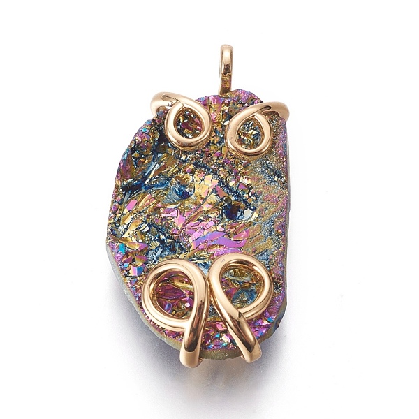 PandaHall Electroplated Natural Druzy Quartz Pendants, with Brass Findings, Nuggets, Golden, Mixed Color, 36~40x18~26x11~15mm, Hole: 3mm..., Multicolor
PandaHall Electroplated Natural Druzy Quartz Pendants, with Brass Findings, Nuggets, Golden, Mixed Color, 36~40x18~26x11~15mm, Hole: 3mm..., Multicolor