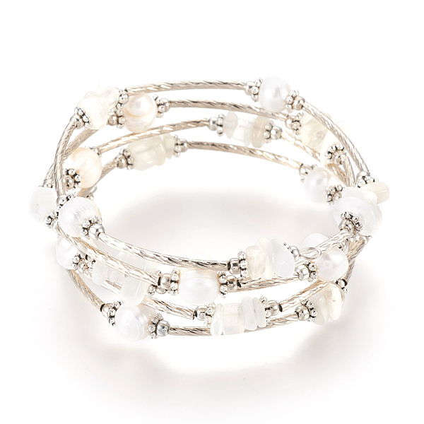 PandaHall Pearl and Natural White Moonstone Chips Wrap Bracelets, Five Loops, with Metal Findings, Potato, White, 2-1/8 inch(5.3cm) Pearl...
PandaHall Pearl and Natural White Moonstone Chips Wrap Bracelets, Five Loops, with Metal Findings, Potato, White, 2-1/8 inch(5.3cm) Pearl...