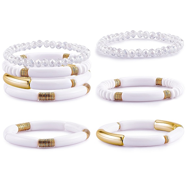 PandaHall 4Pcs 4 Style Acrylic Chunky Curved Tube Stretch Bracelet Sets, Polymer Clay & Glass Beads Stackable Bracelets for Women, White...
PandaHall 4Pcs 4 Style Acrylic Chunky Curved Tube Stretch Bracelet Sets, Polymer Clay & Glass Beads Stackable Bracelets for Women, White...