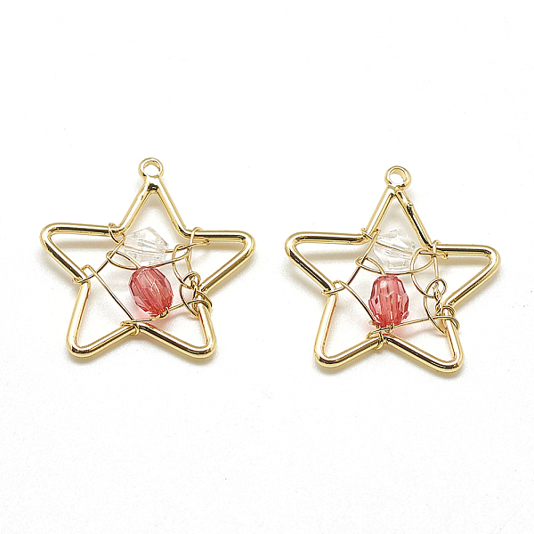 PandaHall Brass Pendants, with Glass Beads, Star, Real 18K Gold Plated, Red, 21x20x4mm, Hole: 1mm Brass+Glass Star Red
PandaHall Brass Pendants, with Glass Beads, Star, Real 18K Gold Plated, Red, 21x20x4mm, Hole: 1mm Brass+Glass Star Red