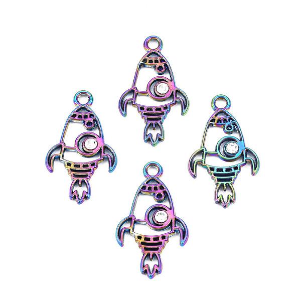 PandaHall Rainbow Color Alloy Pendants, with Rhinestone, Cadmium Free & Lead Free, Rocket, 28x16x2.5mm, Hole: 2mm Acrylic+Rhinestone Vehicle..., Clear
PandaHall Rainbow Color Alloy Pendants, with Rhinestone, Cadmium Free & Lead Free, Rocket, 28x16x2.5mm, Hole: 2mm Acrylic+Rhinestone Vehicle..., Clear