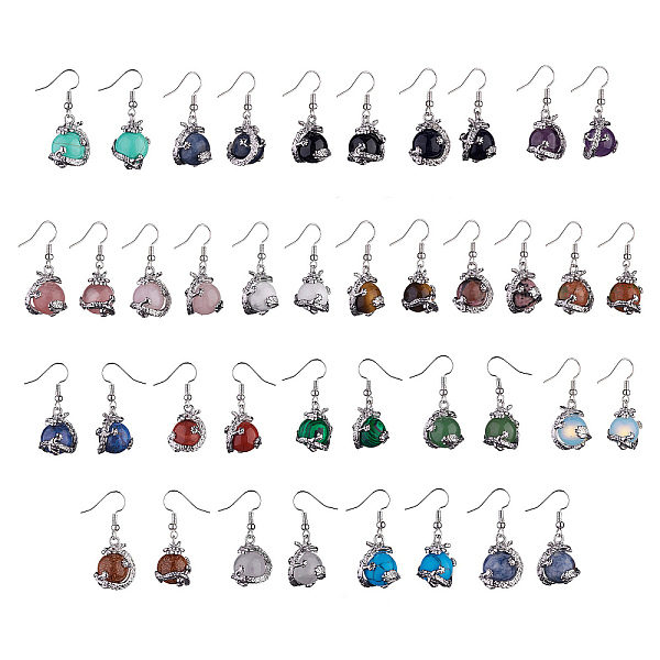 PandaHall Gemstone Dragon Dangle Earrings, Platinum Brass Jewelry for Women, 36mm, Pin: 0.6mm Mixed Stone
PandaHall Gemstone Dragon Dangle Earrings, Platinum Brass Jewelry for Women, 36mm, Pin: 0.6mm Mixed Stone