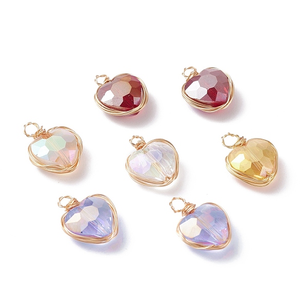 PandaHall Electroplate Glass Pendants, with Copper Finding, AB Color, Faceted Heart, Golden, Mixed Color, 14x10.5x5.5mm, Hole: 1.8~2.5mm..., Multicolor
PandaHall Electroplate Glass Pendants, with Copper Finding, AB Color, Faceted Heart, Golden, Mixed Color, 14x10.5x5.5mm, Hole: 1.8~2.5mm..., Multicolor