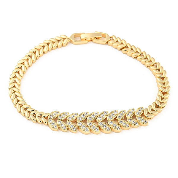 PandaHall Golden Brass Micro Pave Cubic Zirconia Link Bracelets, Leaf, 7-1/8 inch(18.1cm), Link: 44.5x10.5x3mm Cubic Zirconia Leaf Clear
PandaHall Golden Brass Micro Pave Cubic Zirconia Link Bracelets, Leaf, 7-1/8 inch(18.1cm), Link: 44.5x10.5x3mm Cubic Zirconia Leaf Clear