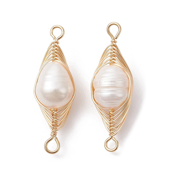PandaHall Natural Cultured Freshwater Pearl Copper Wire Wrapped Connector Charms, Horse Eye Links, Light Gold, 29.5x9.5x8.5mm, Hole: 2mm...
PandaHall Natural Cultured Freshwater Pearl Copper Wire Wrapped Connector Charms, Horse Eye Links, Light Gold, 29.5x9.5x8.5mm, Hole: 2mm...
