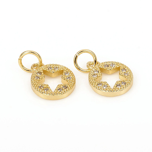 PandaHall Brass Micro Pave Cubic Zirconia Charms, with Jump Rings, Flat Round with Star, Clear, Golden, 11.5x9x1.8mm, Jump Rings: 5x0.8mm...
PandaHall Brass Micro Pave Cubic Zirconia Charms, with Jump Rings, Flat Round with Star, Clear, Golden, 11.5x9x1.8mm, Jump Rings: 5x0.8mm...