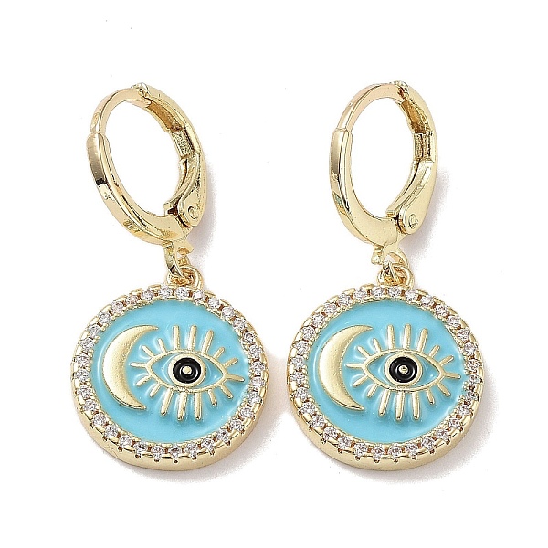 PandaHall Real 18K Gold Plated Brass Dangle Leverback Earrings, with Enamel and Cubic Zirconia, Evil Eye & Moon, Deep Sky Blue, 29x14mm...
PandaHall Real 18K Gold Plated Brass Dangle Leverback Earrings, with Enamel and Cubic Zirconia, Evil Eye & Moon, Deep Sky Blue, 29x14mm...