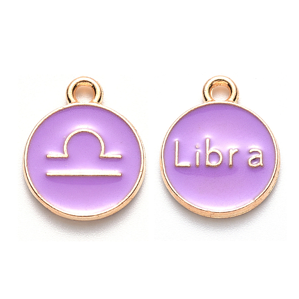PandaHall Alloy Enamel Pendants, Cadmium Free & Lead Free, Flat Round with Constellation, Light Gold, Medium Purple, Libra, 15x12x2mm, Hole...
PandaHall Alloy Enamel Pendants, Cadmium Free & Lead Free, Flat Round with Constellation, Light Gold, Medium Purple, Libra, 15x12x2mm, Hole...