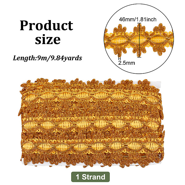 PandaHall 9M Metallic Lace Trims, for Sewing Decoration, Dark Orange, 1-3/4 inch(46mm), about 9.84 Yards(9m)/Strand Fibre
PandaHall 9M Metallic Lace Trims, for Sewing Decoration, Dark Orange, 1-3/4 inch(46mm), about 9.84 Yards(9m)/Strand Fibre