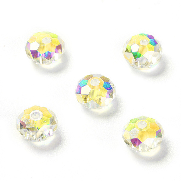 PandaHall Electroplate Glass Beads, AB Color Plated, Faceted, Rondelle, Crystal AB, 6x4mm, Hole: 1.2mm Glass Rondelle Clear
PandaHall Electroplate Glass Beads, AB Color Plated, Faceted, Rondelle, Crystal AB, 6x4mm, Hole: 1.2mm Glass Rondelle Clear