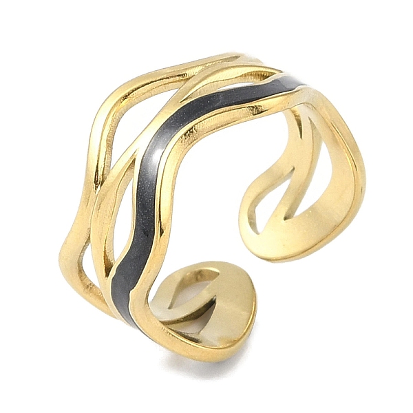 PandaHall Ion Plating(IP) 304 Stainless Steel Enamel Wave Cuff Finger Rings, Open Rings for Women, Real 18K Gold Plated, 10mm, Adjustable..., Black
PandaHall Ion Plating(IP) 304 Stainless Steel Enamel Wave Cuff Finger Rings, Open Rings for Women, Real 18K Gold Plated, 10mm, Adjustable..., Black