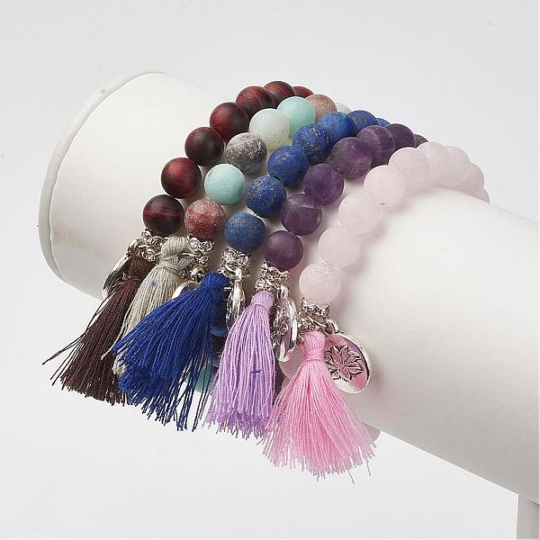PandaHall Natural Gemstone Beads Stretch Bracelets, with Brass & Alloy Findings & Tassel Pendants, Frosted, Round & Buddha Head, Burlap...
PandaHall Natural Gemstone Beads Stretch Bracelets, with Brass & Alloy Findings & Tassel Pendants, Frosted, Round & Buddha Head, Burlap...