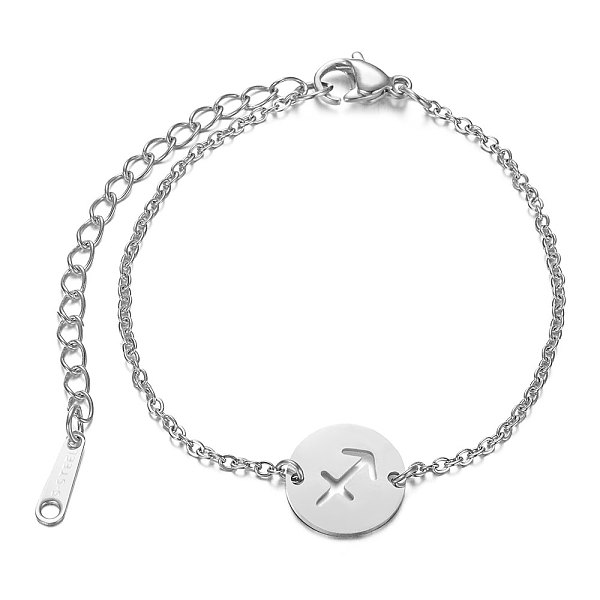 PandaHall 201 Stainless Steel Link Bracelets, with Cable Chains and Lobster Claw Clasps, Flat Round with Constellation, Sagittarius, 6...
PandaHall 201 Stainless Steel Link Bracelets, with Cable Chains and Lobster Claw Clasps, Flat Round with Constellation, Sagittarius, 6...