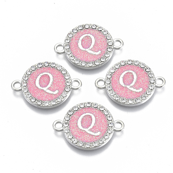 PandaHall Alloy Enamel Links Connectors, with Crystal Rhinestones, Flat Round with Letter, Silver Color Plated, Letter.Q, 22x16x2mm, Hole..., Pink
PandaHall Alloy Enamel Links Connectors, with Crystal Rhinestones, Flat Round with Letter, Silver Color Plated, Letter.Q, 22x16x2mm, Hole..., Pink