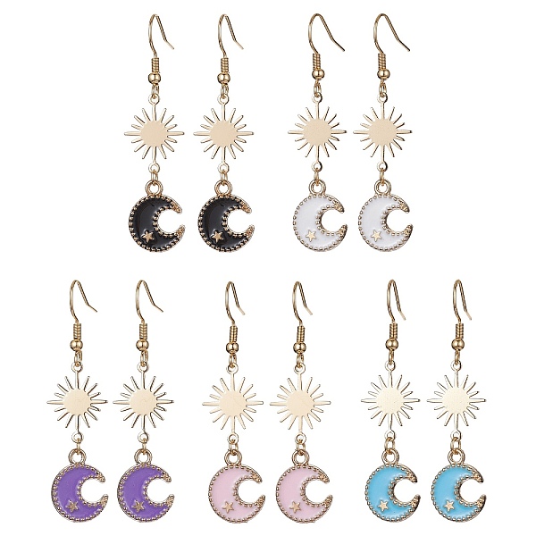 PandaHall Alloy Enamel Moon & Brass Star Dangle Earrings, with 304 Stainless Steel Earring Pins, Mixed Color, 50x13.5mm Alloy Moon..., Multicolor
PandaHall Alloy Enamel Moon & Brass Star Dangle Earrings, with 304 Stainless Steel Earring Pins, Mixed Color, 50x13.5mm Alloy Moon..., Multicolor