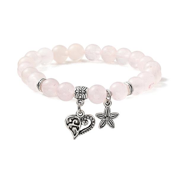 PandaHall Natural Rose Quartz Round Beaded Stretch Bracelets, with Tibetan Style Alloy Heart Charms, Inner Diameter: 2 inch(5cm) Rose Quartz...
PandaHall Natural Rose Quartz Round Beaded Stretch Bracelets, with Tibetan Style Alloy Heart Charms, Inner Diameter: 2 inch(5cm) Rose Quartz...