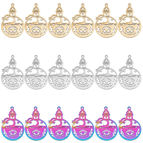 PandaHall DICOSMETIC 18Pcs 3 Colors 304 Stainless Steel Pendant, Hollow Charms, Bottle with Eye, Mixed Color, 30x19.5x1.5mm, Hole: 1.4mm...
PandaHall DICOSMETIC 18Pcs 3 Colors 304 Stainless Steel Pendant, Hollow Charms, Bottle with Eye, Mixed Color, 30x19.5x1.5mm, Hole: 1.4mm...