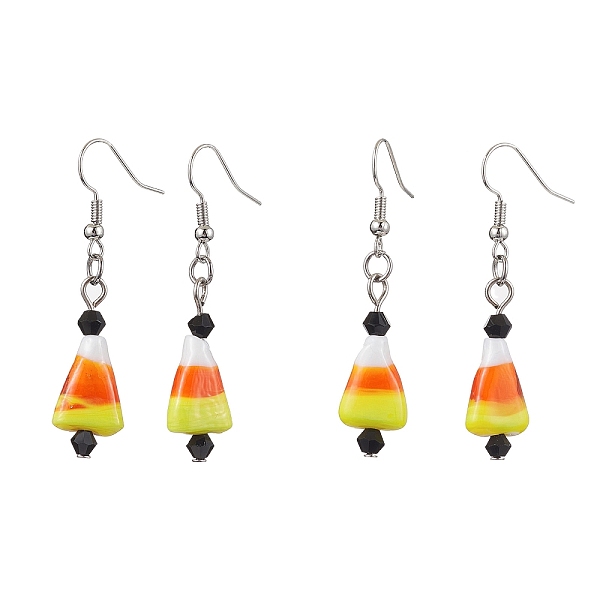 PandaHall Halloween Candy Corn Handmade Lampwork & Glass Dangle Earrings, Brass Jewelry for Women, Platinum, Colorful, 49x11mm Lampwork
PandaHall Halloween Candy Corn Handmade Lampwork & Glass Dangle Earrings, Brass Jewelry for Women, Platinum, Colorful, 49x11mm Lampwork