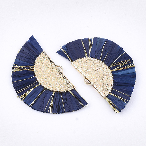 PandaHall Raffia Tassel Pendants, with Metallic Cords & Brass Findings, Fan Shaped, Golden, Dark Blue, 27x45x3mm, Hole: 1x3mm Raffia Blue
PandaHall Raffia Tassel Pendants, with Metallic Cords & Brass Findings, Fan Shaped, Golden, Dark Blue, 27x45x3mm, Hole: 1x3mm Raffia Blue