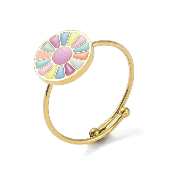PandaHall Flat Round with Flower 304 Stainless Steel Enamel Ring, 316 Surgical Stainless Steel Open Cuff Ring for Women, Real 18K Gold...
PandaHall Flat Round with Flower 304 Stainless Steel Enamel Ring, 316 Surgical Stainless Steel Open Cuff Ring for Women, Real 18K Gold...