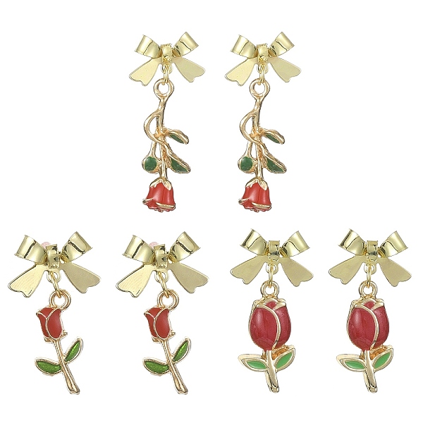 PandaHall 3 Pair 3 Style Enamel Rose with Bowknot Dangle Stud Earrings, Alloy Drop Earings with 925 Sterling Silver Pins, Red, 29~33.5mm, 1...
PandaHall 3 Pair 3 Style Enamel Rose with Bowknot Dangle Stud Earrings, Alloy Drop Earings with 925 Sterling Silver Pins, Red, 29~33.5mm, 1...