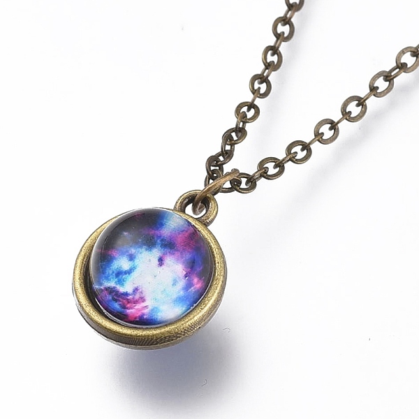 PandaHall Glass Pendant Necklace, with Alloy Cable Chains and Lobster Claw Clasps, Cadmium Free & Lead Free, Round, Galaxy Pattern, 20.07...
PandaHall Glass Pendant Necklace, with Alloy Cable Chains and Lobster Claw Clasps, Cadmium Free & Lead Free, Round, Galaxy Pattern, 20.07...