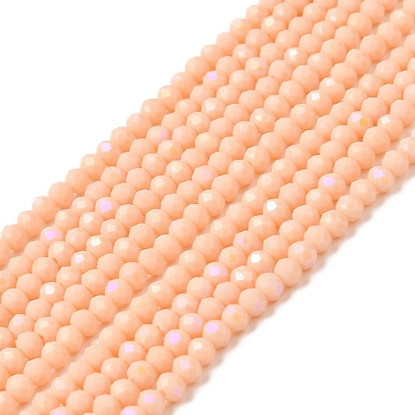 PandaHall Electroplate Opaque Solid Color Glass Beads Strands, Half Rainbow Plated, Faceted, Rondelle, Salmon, 4x3mm, Hole: 0.4mm, about..., Red
PandaHall Electroplate Opaque Solid Color Glass Beads Strands, Half Rainbow Plated, Faceted, Rondelle, Salmon, 4x3mm, Hole: 0.4mm, about..., Red