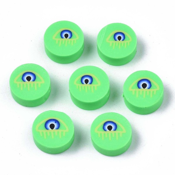 PandaHall Handmade Polymer Clay Beads, Flat Round with Evil Eye, Spring Green, 9.5~10x4.5mm, Hole: 1.6mm Polymer Clay Evil Eye
PandaHall Handmade Polymer Clay Beads, Flat Round with Evil Eye, Spring Green, 9.5~10x4.5mm, Hole: 1.6mm Polymer Clay Evil Eye