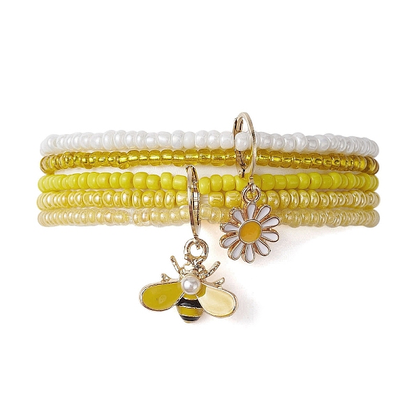 PandaHall 5Pcs 5 Style Bees & Flower Alloy Enamel Charm Bracelets Set, Glass Seed Beaded Stretch Bracelets, Yellow, Inner Diameter...
PandaHall 5Pcs 5 Style Bees & Flower Alloy Enamel Charm Bracelets Set, Glass Seed Beaded Stretch Bracelets, Yellow, Inner Diameter...