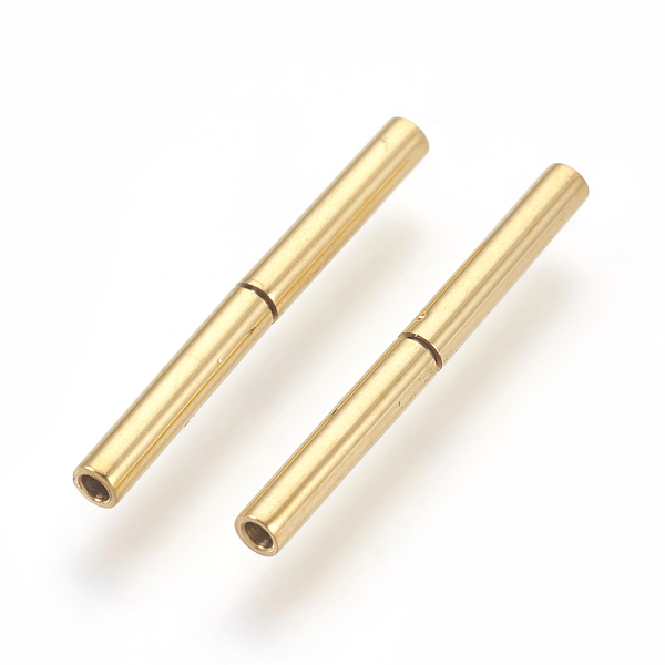 PandaHall Vacuum Plating 304 Stainless Steel Bayonet Clasps, Long-Lasting Plated, Column, Golden, 18~20x2mm, Hole: 1.2mm 304 Stainless Steel
PandaHall Vacuum Plating 304 Stainless Steel Bayonet Clasps, Long-Lasting Plated, Column, Golden, 18~20x2mm, Hole: 1.2mm 304 Stainless Steel