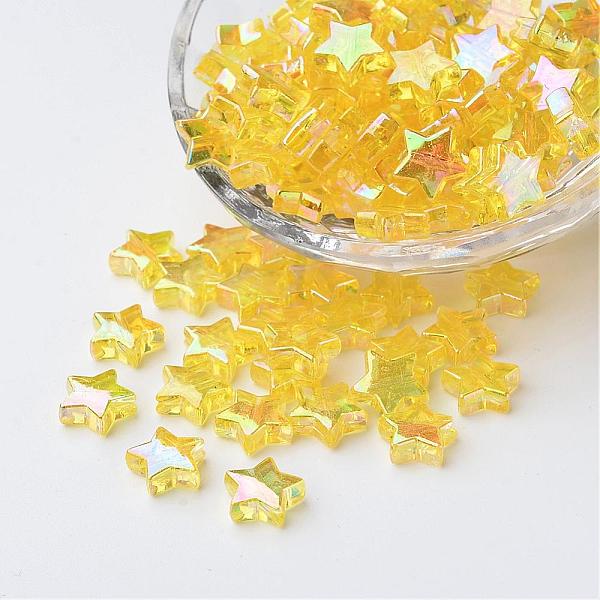 PandaHall Eco-Friendly Transparent Acrylic Beads, Star, Yellow, AB Color, about 10mm in diameter, 4mm thick, hole:1.5mm. about 2140pcs/500g...
PandaHall Eco-Friendly Transparent Acrylic Beads, Star, Yellow, AB Color, about 10mm in diameter, 4mm thick, hole:1.5mm. about 2140pcs/500g...